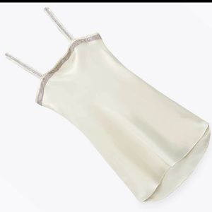 Zara Satin Mini Dress with Diamanté Trim 👰🏼